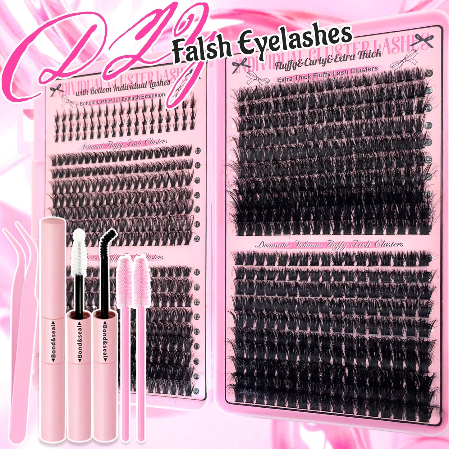 Show-Stopping Top & Bottom Lash Kit – 250/740 Cluster Bombshell Fluffy Volume, Mix-&-Match Lengths & Styles! Killer for Any Look