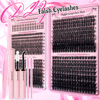 Show-Stopping Top & Bottom Lash Kit – 250/740 Cluster Bombshell Fluffy Volume, Mix-&-Match Lengths & Styles! Killer for Any Look