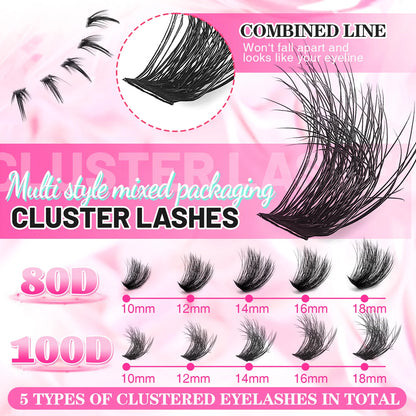 Show-Stopping Top & Bottom Lash Kit – 250/740 Cluster Bombshell Fluffy Volume, Mix-&-Match Lengths & Styles! Killer for Any Look