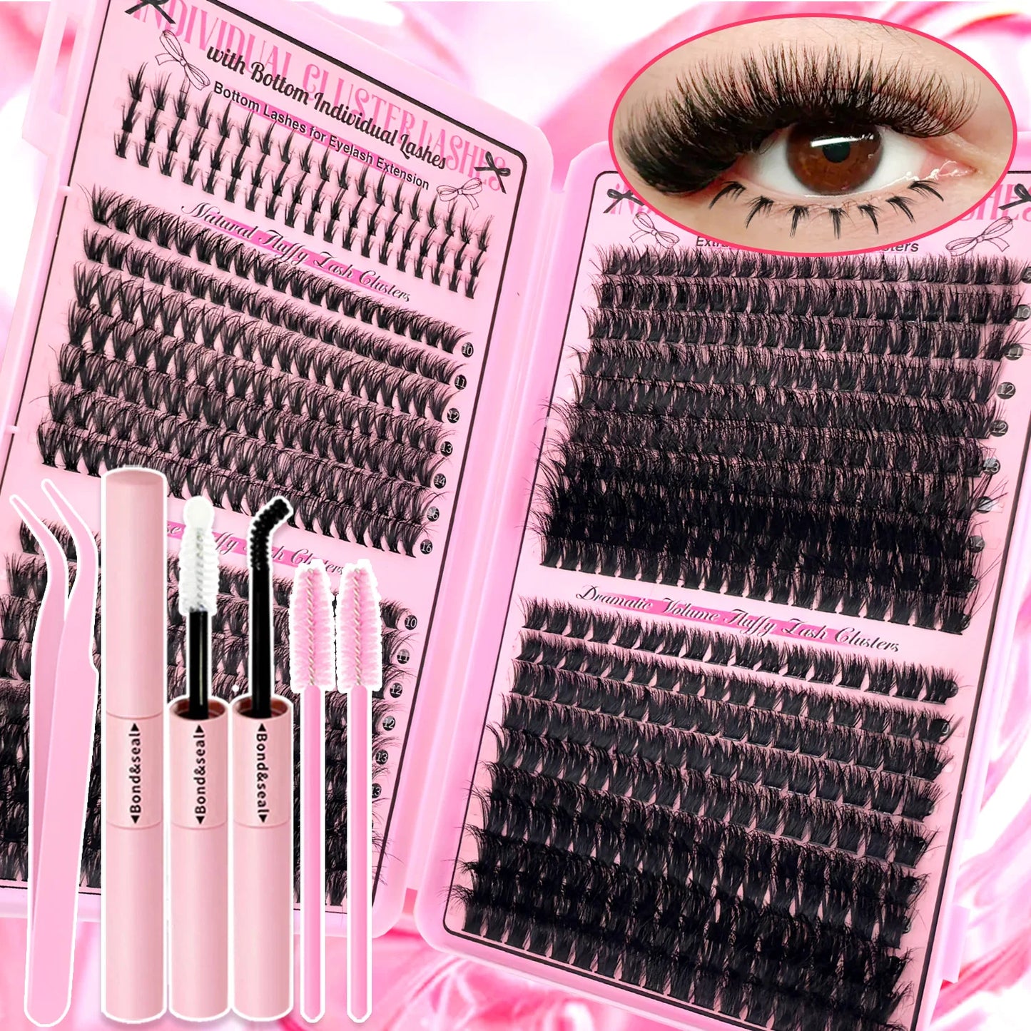 Show-Stopping Top & Bottom Lash Kit – 250/740 Cluster Bombshell Fluffy Volume, Mix-&-Match Lengths & Styles! Killer for Any Look