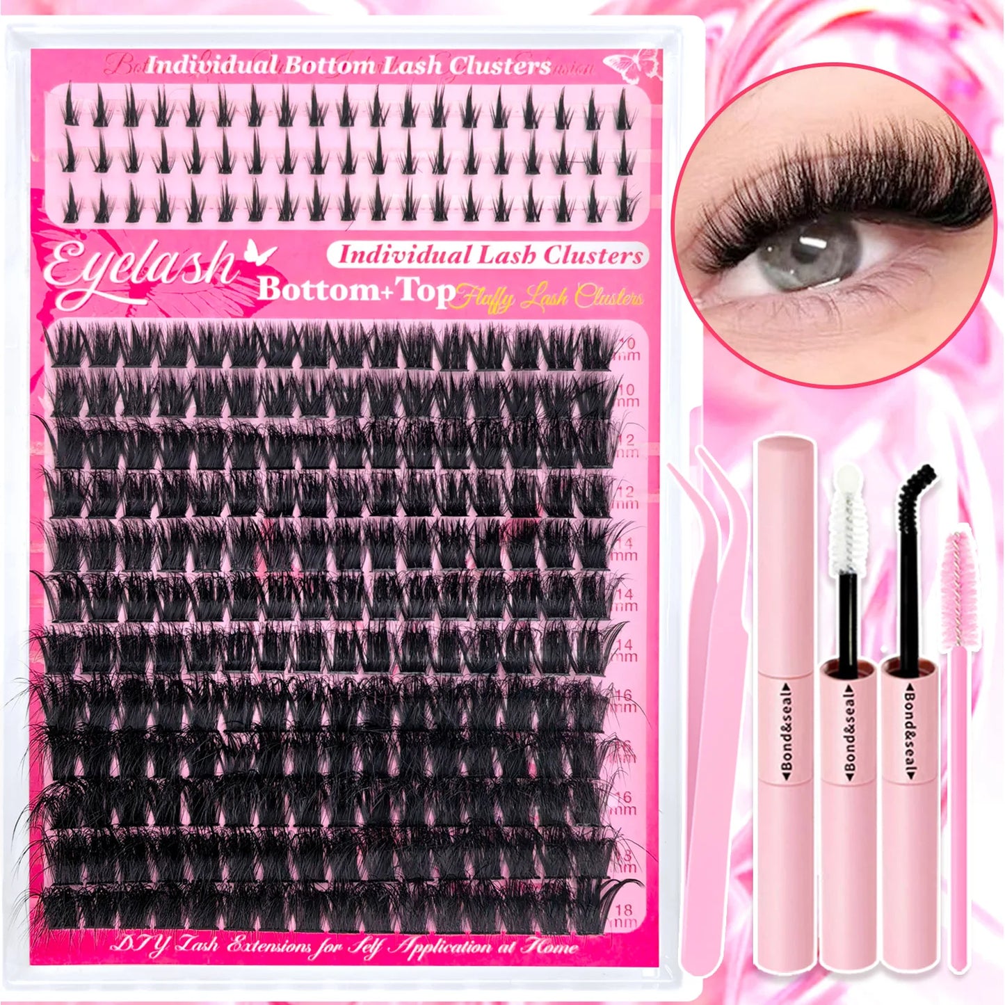 Show-Stopping Top & Bottom Lash Kit – 250/740 Cluster Bombshell Fluffy Volume, Mix-&-Match Lengths & Styles! Killer for Any Look
