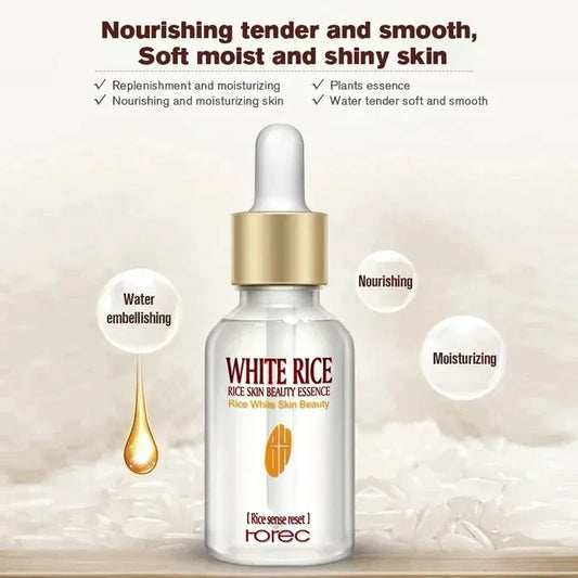 White Rice Face Serum Shrink Pores Brightening Whitening Cream Anti Aging Lines and Wrinkles for Glowing Skin Firm Care Essence